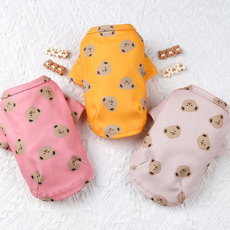 Dog Cat Clothes Autumn and Winter Bottoming Shirt Hemming Bear Multi-colored Double-sided Velvet Pet Clothes Small and Medium-sized Products