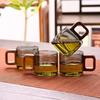 2/4/6pcs Heat-resistant Glass Tea Cup With Walnut Handle 120ml Mini Espresso Cup Set Ground Coffee Mug Glasses Brewing Teaware