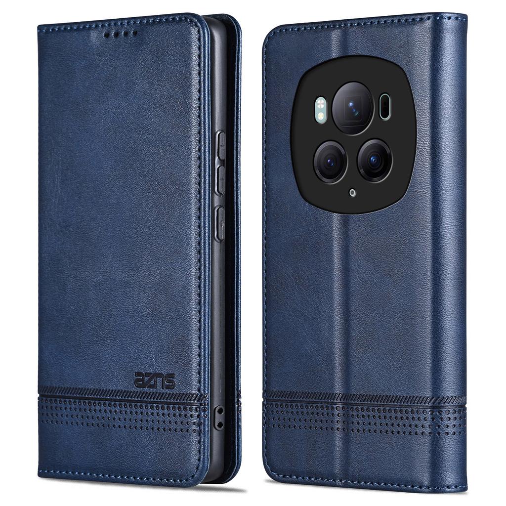 AZNS For Honor Magic6 Pro 5G Magnetic Case Cowhide Texture Leather Phone Stand Cover