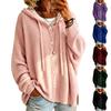 Women's Color Hooded Knit Cardigan with Buttons for Casual Daily Wear