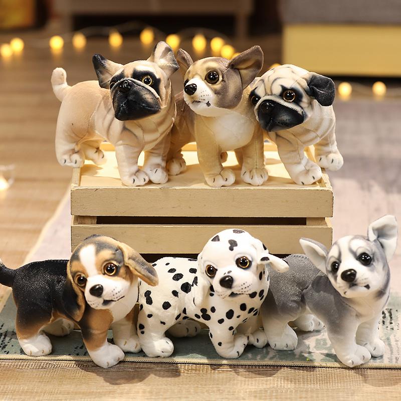 18cm Cane Cucciolo Simulazione Peluche Giocattolo Imbottito Carlino Chihuahua Bulldog Beagle Husky Animale Piccolo Peluche Regalo