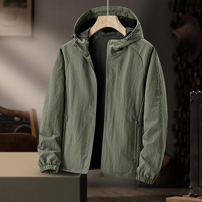 Sport- und Freizeitjacken für Herren Frühling und Herbst Outdoor Dünner Windbreaker Mittelalterlich Winddicht Wasserdicht Vielseitige Kapuzenjacke für Herren