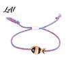 Colorful Striped Rope Bracelet Small Fish Handmade Braided Bracelet Boho Cute Woven Summer Beach Wrist Accessories String Adjustable Wristband