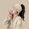 1pc Knitted Elastic Ponytail Baseball Cap, Autumn and Winter Warm Woolen Cap, Empty Top Cap, Outdoor Sports Cap, Warm Cap