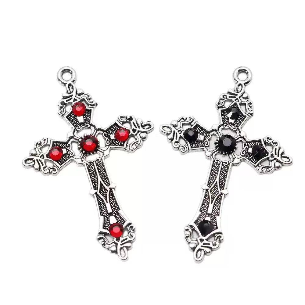 Retro Red Diamond Skull Pendant Necklace - Halloween Punk Style Hip Hop Accessory