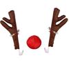 Reindeer Decoration Car Vehicle Nose Horn Costume Decor Set Rudolph Christmas Reindeer Antlers Red Nose Ornaments Elk Antler