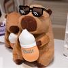 Charming Feeder Capybara Plush Toy Holding Bottle Fluffy Capibara Anime Fluffty Toy Soft Cartoon Capybara Plush Doll Christmas Toy