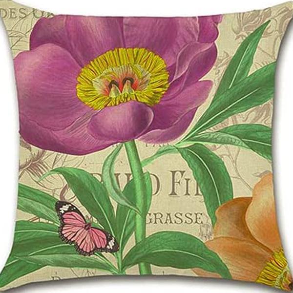 Retro Plant Floral Print Linen Pillow Case Home Living Room Sofa Car Cushion Pillow