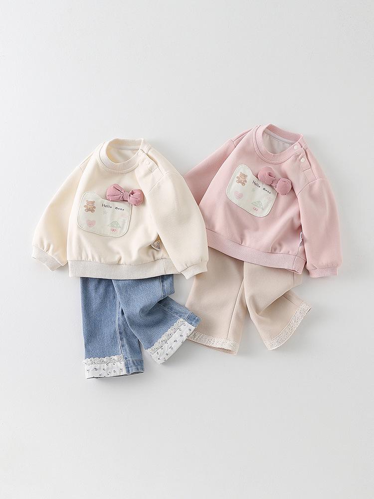 Infant Girls' 2026 Korean-Style Spring Hoodie - Versatile Long Sleeve Casual Top