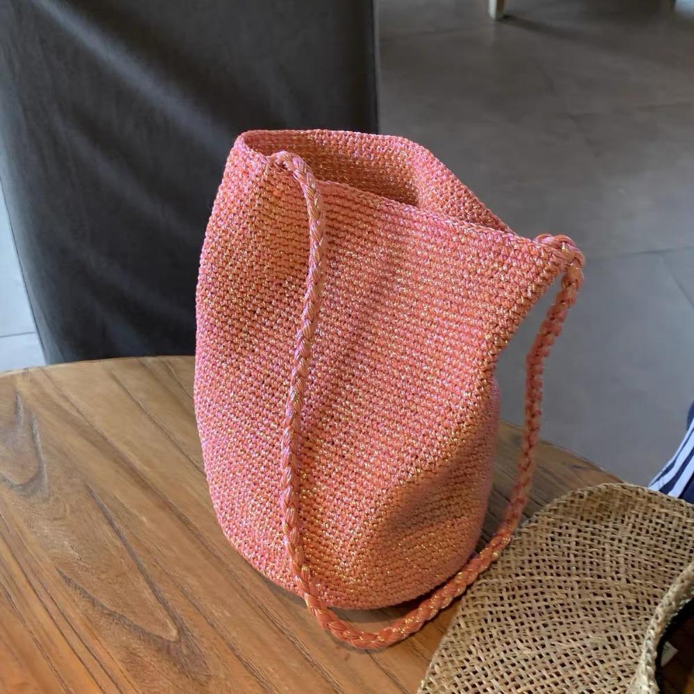 Explosive Flash Blue Niche Handmade Woven Shoulder Bag Casual Ins Korean Versatile Bucket Bag Handbag Armpit Bag
