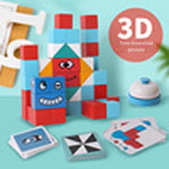 3D Face-Changing Rubik's Cube Building Blocks - Double Challenge Puzzle for Kids and Adults