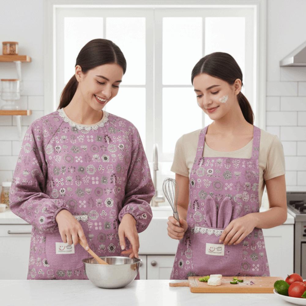 2Pcs Breathable Kitchen Cooking Apron Canvas Cleaning Apron Suspender Work Dress  BBQ
