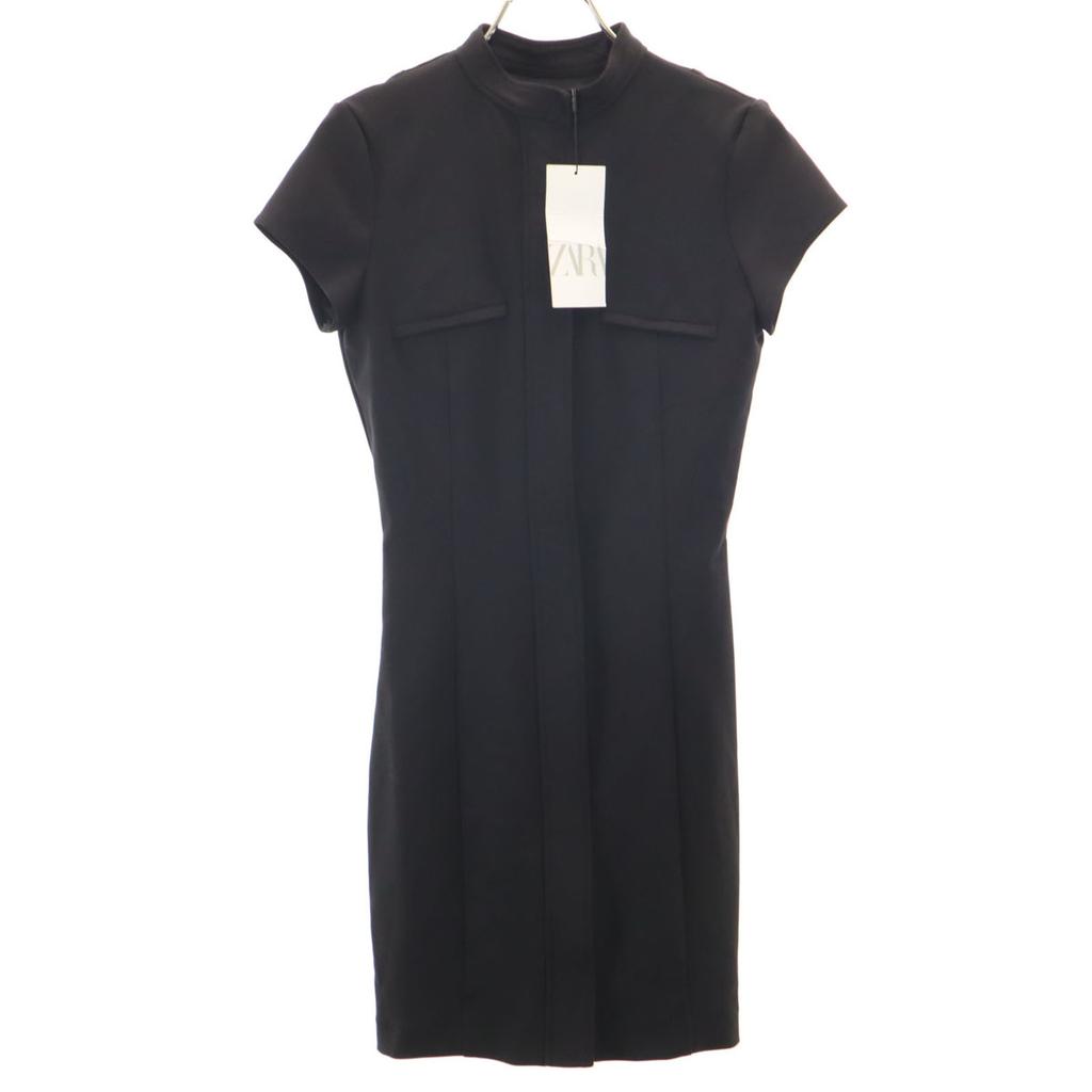 Unused ZARA French Sleeve Front Zip Mini Dress XS Black Women Used
