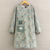 Cotton Canvas Apron With Sleeves Kitchen Cooking Floral Print Adult Chef Bib Lightweight Stain-Resistant