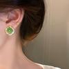 Natural stone green stud earrings women's light luxury high-end sense niche design earrings new popular unique earrings