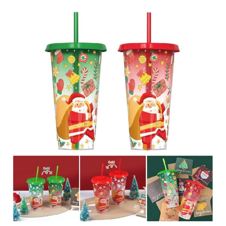 2PCS Creative Cold Activated Color Transforming Cups for Christmas Fun Cold Sensing Cup Safe for Kids and Adults