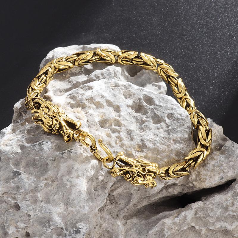 Hot Selling Mens Trendy Retro Domineering Double Head Bracelet Classic Texture Jewelry