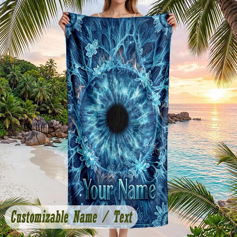 Ethereal Dragon Moonlight Theme Quick Dry Beach Towel Custom Name Text Print Large Sand Resistant Towel Beach Vacation