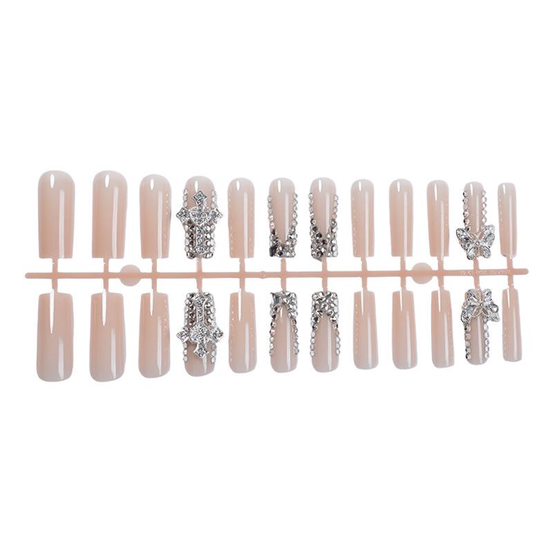 Butterfly Zircon Cross Removable Manicure Patches with Wearable Nail Extensions