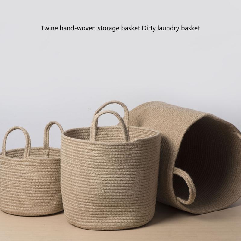 Spacious Handwoven Cotton Rope Basket Delicate Cotton Rope Large Woven Basket Versatile Home Organization Stand Holder