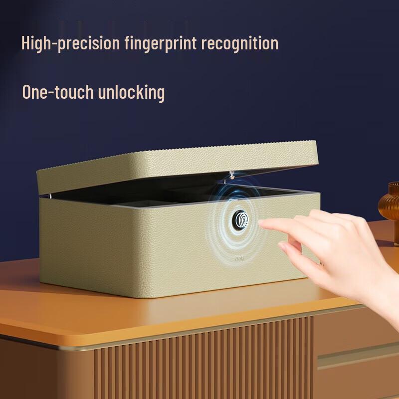 Deli Small PU Leather Fingerprint Home Safe