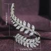 Graceful Leaves Both End Of Open Ring Copper Color Girl Cocktail Party Rings Shine Crystal Zircon Fashion Women Jewelry