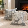 Clear Print Double Sided Cases Christmas Snowflake Cushion Cover, Holiday Throw Pillow Case, 18x18 Red And White Elk Cover Inch Decorative for