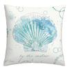 Cyan Sea Creature Painting Linen Pillow Cover Upholstery Living Room Sofa Upholstery Cushion Cover Home Decor Cushion Cover