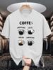 Unisex Orange Tee Cute Coffee Cup Black Cat Letter Slogan Graphic Print Crew Neck Short Sleeve Summer Casual Male Cotton Street Top