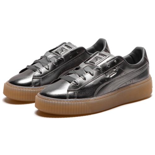 PUMA Basket Platform Luxe Silver Womens 366687-01