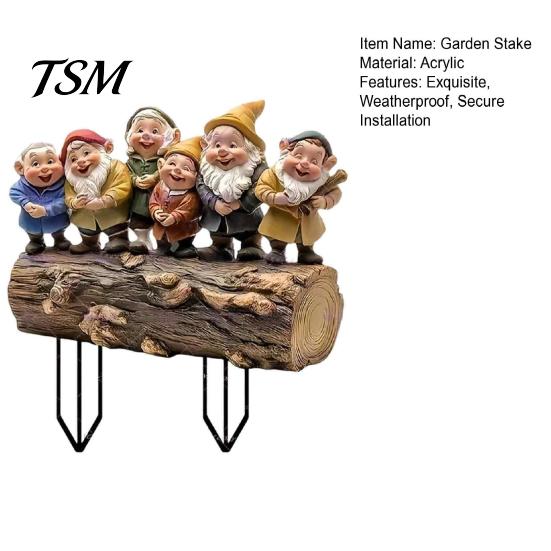 Metal Ground Stakes Six Dwarfs Garden Stake, 2D Acrylic Yard Art Fairy Tale Waterproof Outdoor Signs Decoration, Sign for Lawn Flower Bed Backyard