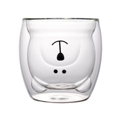 250ml Creative Cute Bear Double-layer Coffee Mug Double Glass Animal Milk Glass Lady Cute Cat Duck DogChristmas Gift Bar Tool