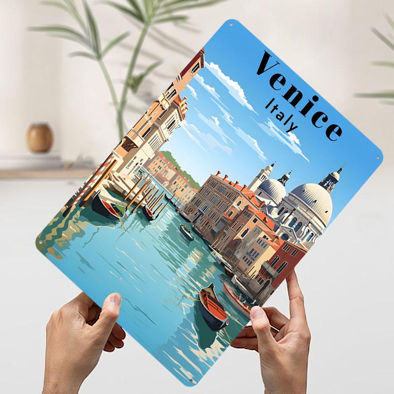 Venice Italy Travel Printed Poster Customized Wall Art Retro Vintage Metal Tin Signs for Home Bedroom Decoration Gaming House