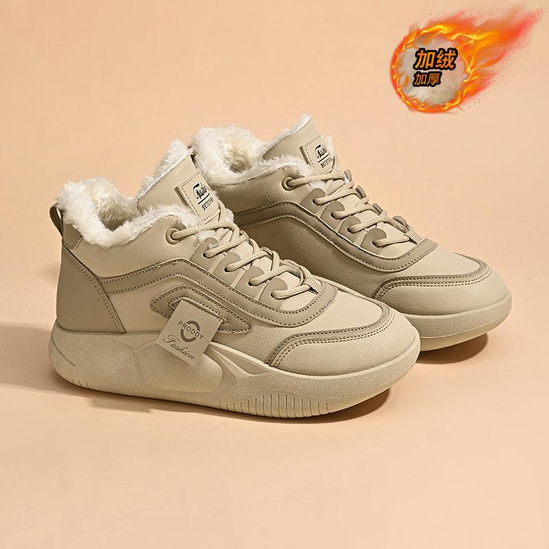 Velvet High-top Little White Shoes for Women's 2025 Winter New Student Board Shoes Ins Korean Version of Warm Casual Cotton Shoes Q250