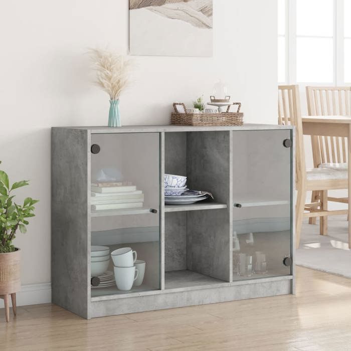VidaXL Buffet gris béton 102x37x75,5 cm bois d'ingénierie, armoire de rangement, armoire latérale, buffet de salle à manger, 3295874