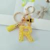 Yellow Bee Resin Glitter Letter Keychain Pendant Ornament