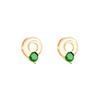 Korea Dongdaemun Emerald Zircon Stud Earrings Women's Simple Niche Temperament Circle Earrings Retro Fashion Ear Jewelry