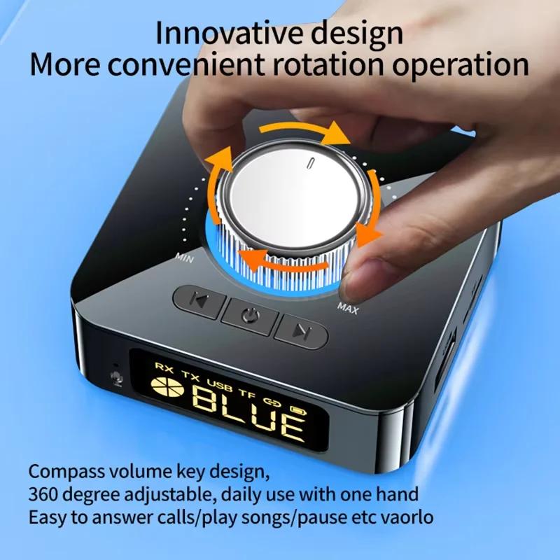 Bluetooth 5.4 Receiver Transmitter 3.5mm AUX RCA TF/U-Disk Jack Stereo Wireless Audio Adapter LED Display for Car Kit TV PC