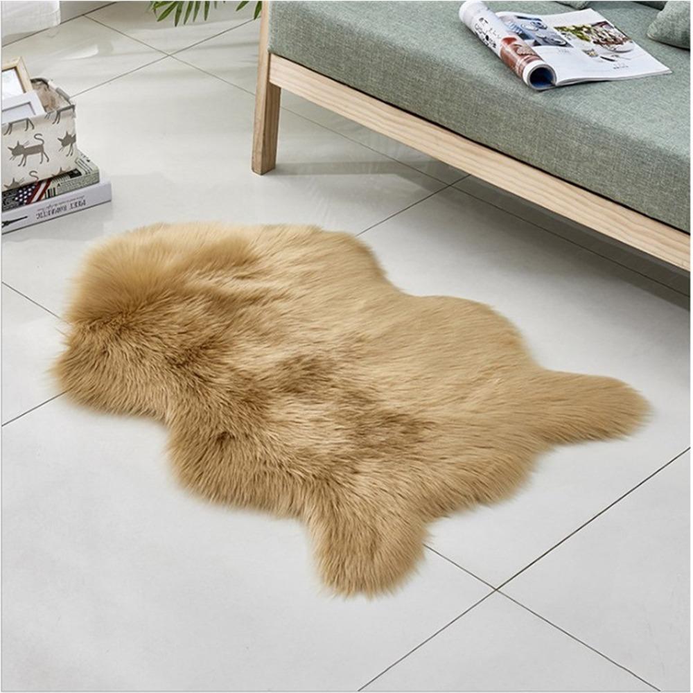 Soft Imitation Wool Bedside Rug Fluffy Shaggy Floor Protection Long Plush Rug Washable Home Decor Bedroom Carpet Bedroom