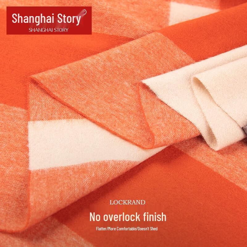 Shanghai Story Women's Pure Wool Plaid Scarf Shawl