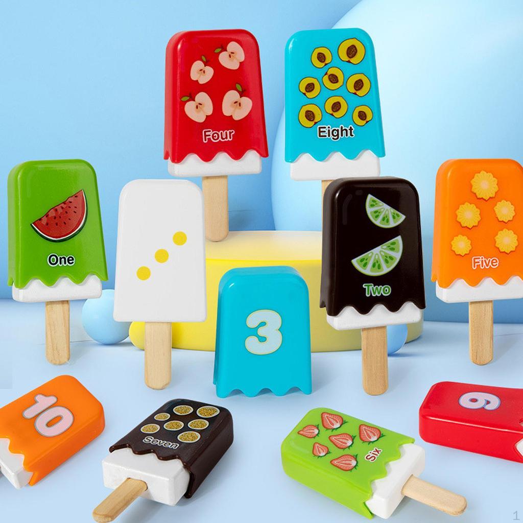Numbers Ice Pops Toys,Kids Montessori Learning Color Game ,Children's Math Snacks ,Popsicle for