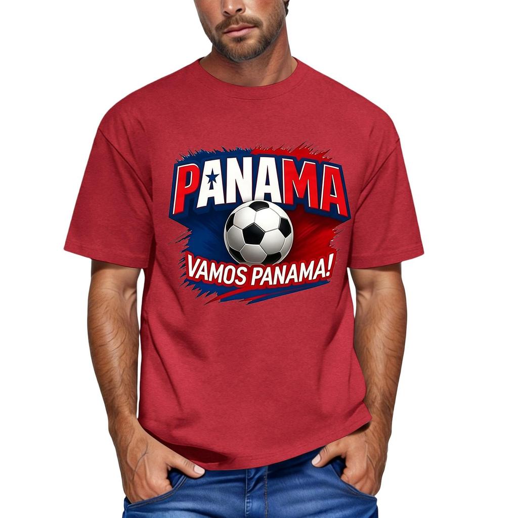 Men's Casual Fashion Panama Football Graphic Print Short Sleeve Crew Neck T-Shirt Top Comfortable Fit Lightweight Fabric