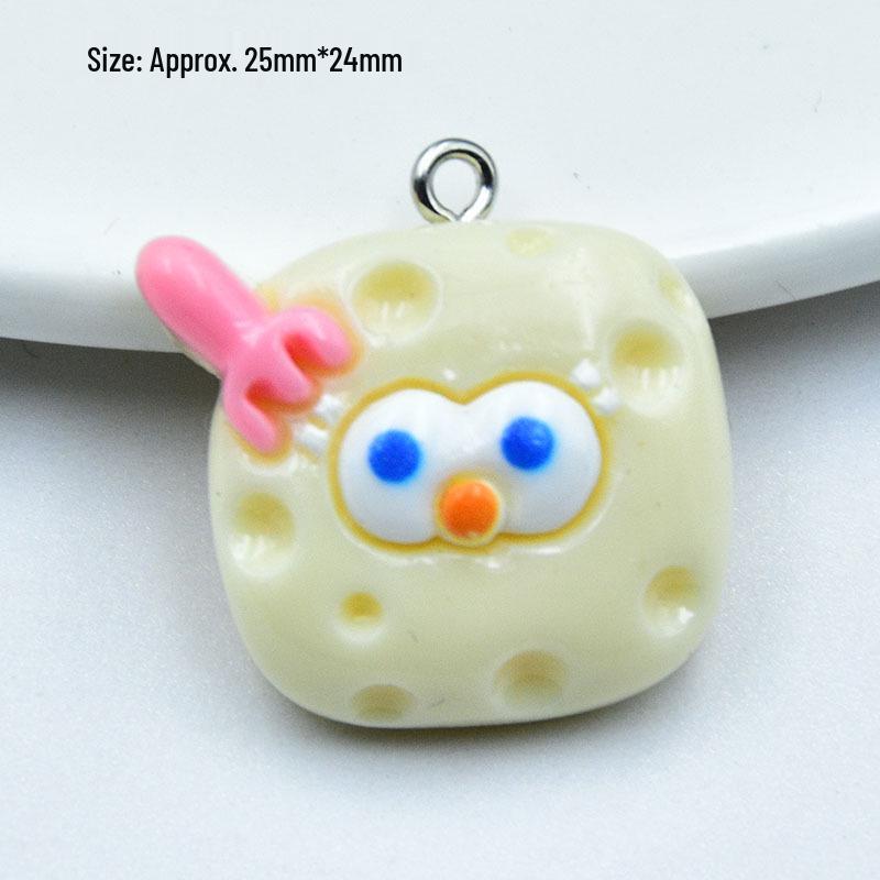 Resin Cartoon Rabbit Cheesecake Keychain Pendant