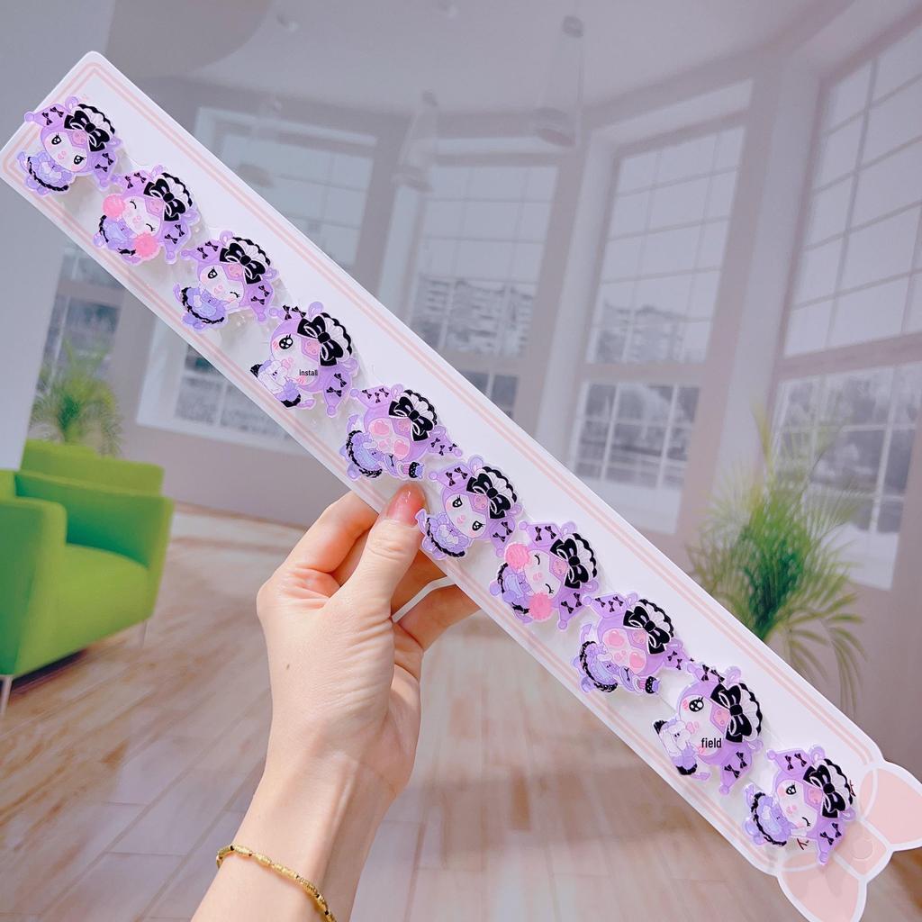 Korean Kuromi Black Hair Clip: Cute Children's Hair Accessories with BB Clip & Rubber Band.