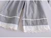 2025 Fashionable Plaid Girls' Mosquito-Proof Lace Trim Pants: Spring/Summer/Autumn Casual Straight Leg