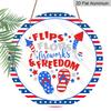 2D Flat, 1pc Patriotic 4th of July Metal Decorative Plaque, Red White Blue Flip Flops Fireworks USA Flag Design, Durable Indoor Outdoor Sign, Perfect