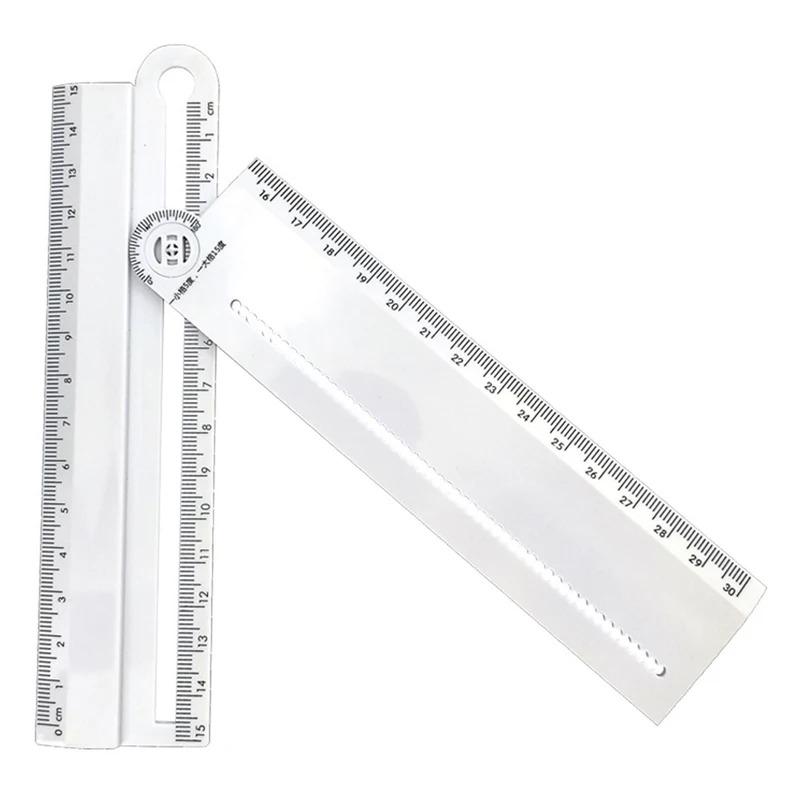 Multifunctional ruler can replace straightedge, protractor, compass, draw arcs, parallel lines, measure line thickness and font