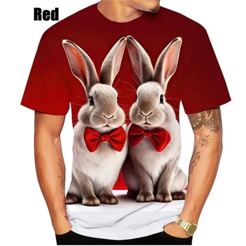 Cute Animal Rabbit Pattern T Shirt For Men Flower 3D Printed Tees Summer XXS