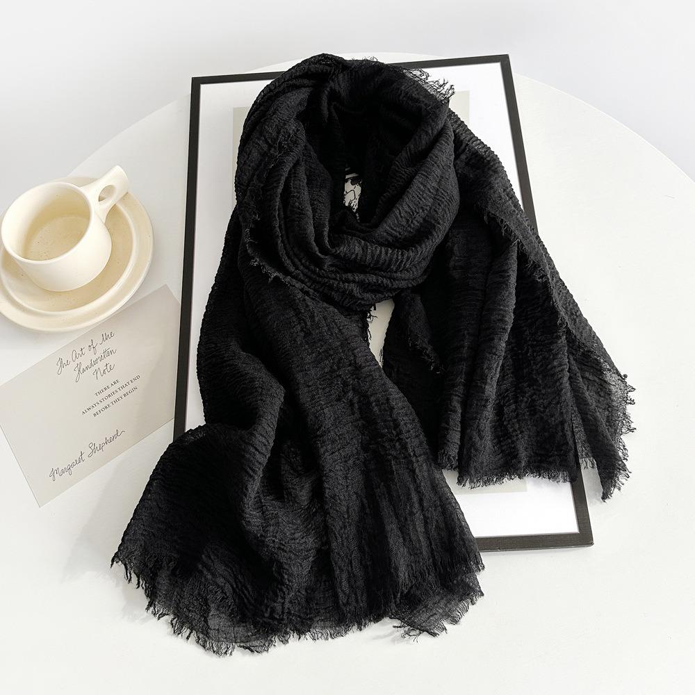 Vreovor Solid Color Scarves Autumn Winter Women'S Retro Monochrome Medium Length Decorative Long Shawls
