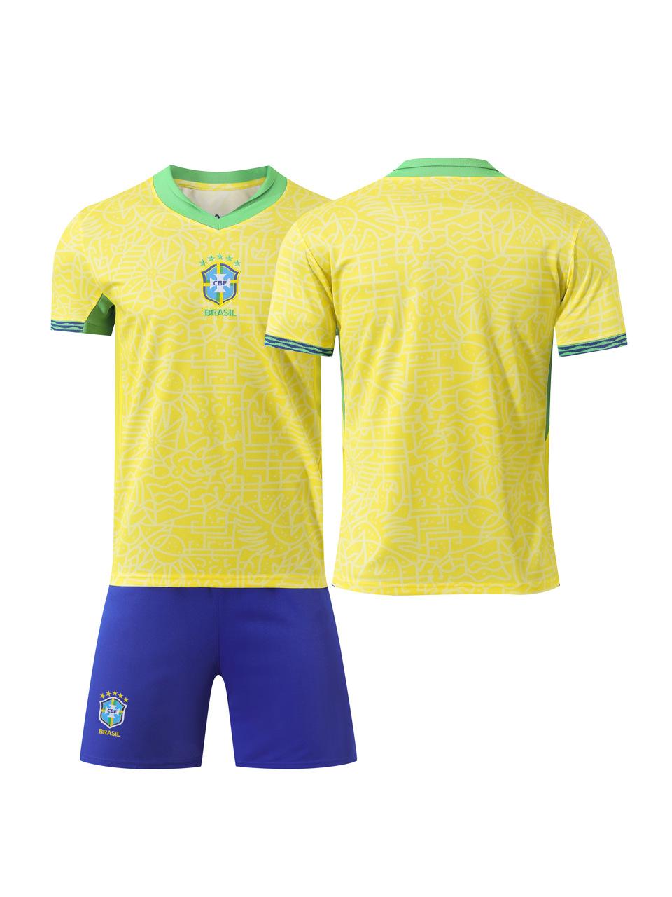 Cross-border 2024 Americas Brazil Home and Away Football Jerseys Adult Children s Jerseys Mbappe Vinicius National Team 16